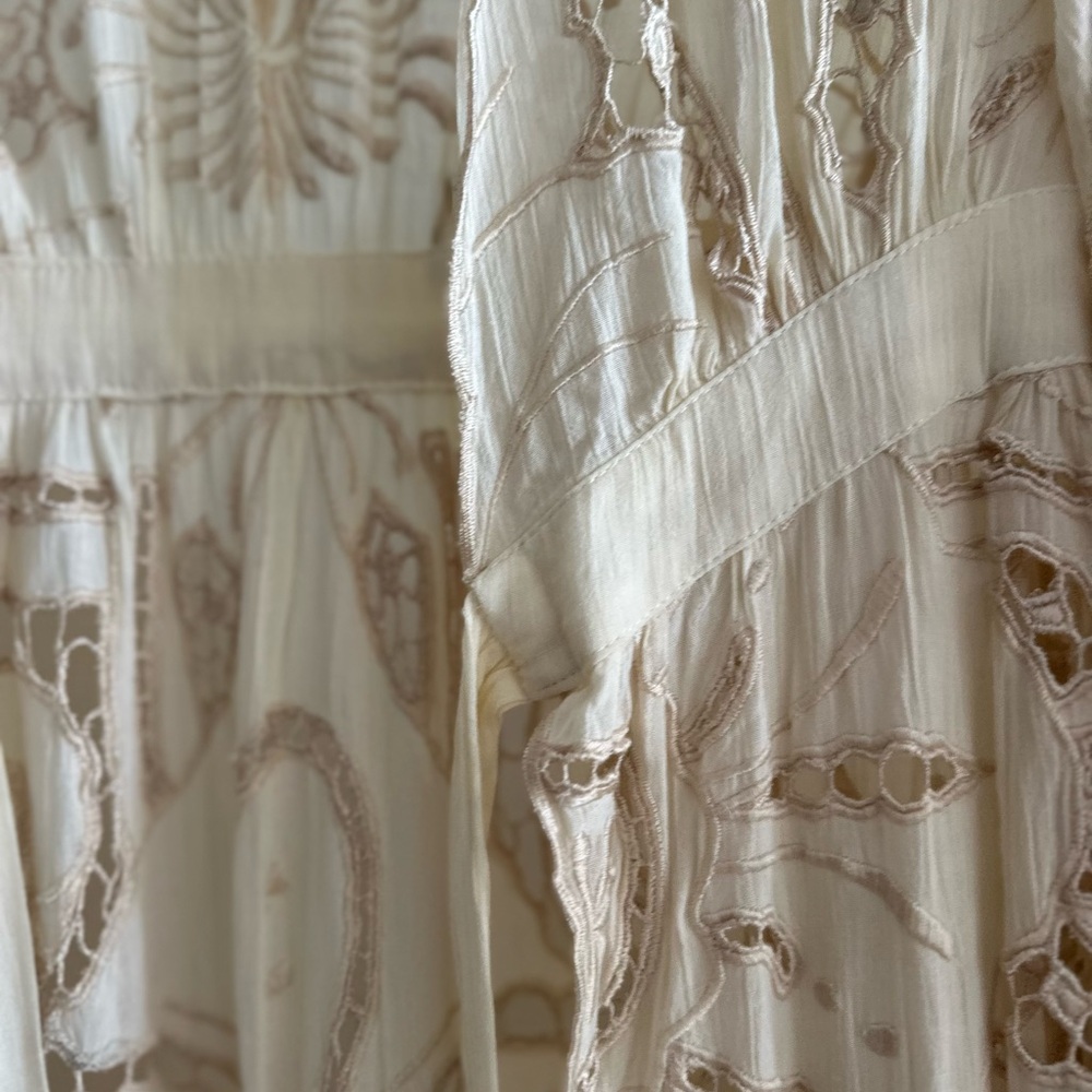 🕊️✨Free People Loveland Kimono XS/S Ivory Embroidered Boho Luxe $598 - Picture 9 of 15
